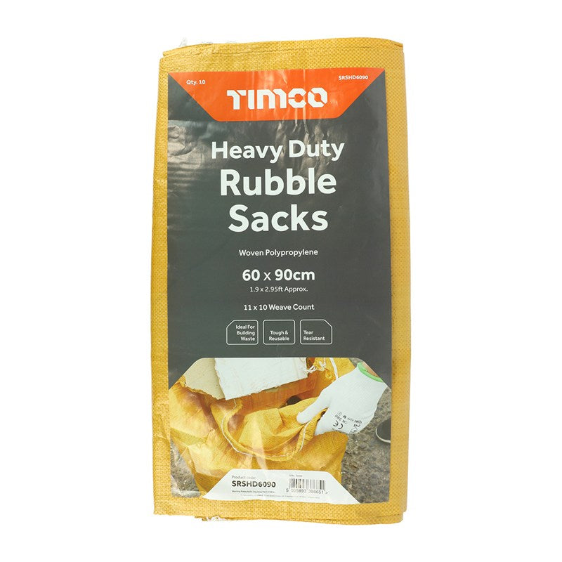 10 x TIMCO Heavy Duty Rubble Sacks - 60 x 90cm