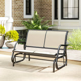 Outsunny 2-Person Outdoor Glider Bench Patio Double Swing Gliding Chair Loveseat w/Power Coated Steel Frame for Garden Patio Porch, Cream