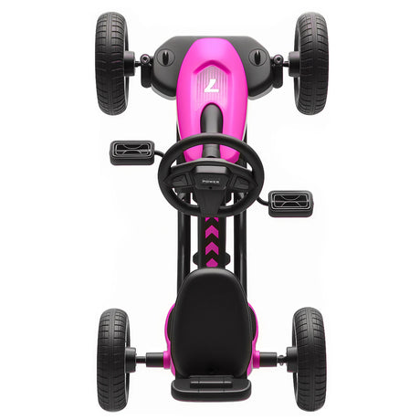 AIYAPLAY Pedal Go Kart for Kids 2-5 Years, with Silent EVA Wheels, Metal Frame, Pink