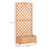 Outsunny Wooden Planter with Trellis, Freestanding Raised Bed for Garden with Lattice, Outdoor Planter Box for Climbing Plants, Vines, Flowers, 76 x 36 x 170 cm, Natural