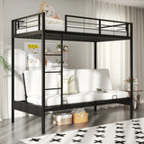 Single Over Futon Bunk Bed with Ladder and Safety Guardrails-Black-Single Size