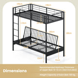 Single Over Futon Bunk Bed with Ladder and Safety Guardrails-Black-Single Size