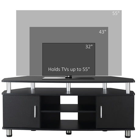 HOMCOM TV Unit Cabinet for TVs up to 55 Inches with Storage Shelves and Cupboard, Entertainment Centre for Living Room, Black