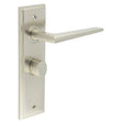 Mayfair Door Handle Bathroom Backplate Satin Nickel & Turn & Release