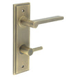 Fitzrovia Door Handle Din Bathroom Backplate Antique Brass & Turn & Release