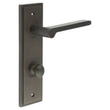 Fitzrovia Door Handle Din Bathroom Backplate Dark Bronze & Turn & Release
