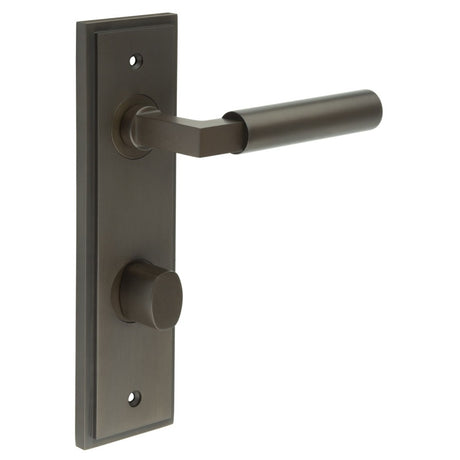 Westminster Door Handle Din Bathroom Backplate Dark Bronze & Turn & Release