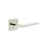 Mayfair Door Handle on Square Plain Rose Polished Nickel