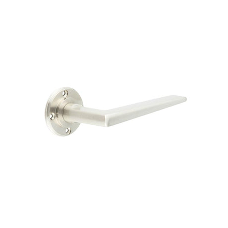Mayfair Door Handle with No Rose Satin Nickel