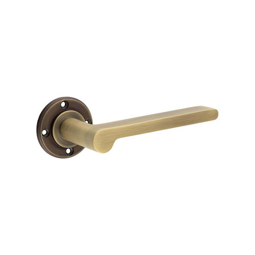 Fitzrovia Door Handles No Rose Antique Brass