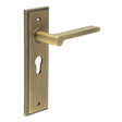 Fitzrovia Door Handle Euro Backplate Antique Brass