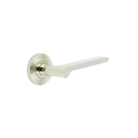 Fitzrovia Door Handles Reeded Rose Polished Nickel