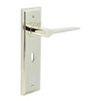 Knightbridge Door Handle Lock Backplate Polished Nickel