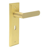 Kensington Door Handle Lock Backplate Satin Brass