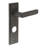 Kensington Door Handle Din Bathroom Backplate Dark Bronze
