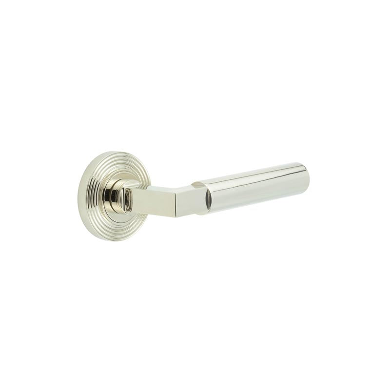 Westminster Door Handles Reeded Rose Polished Nickel