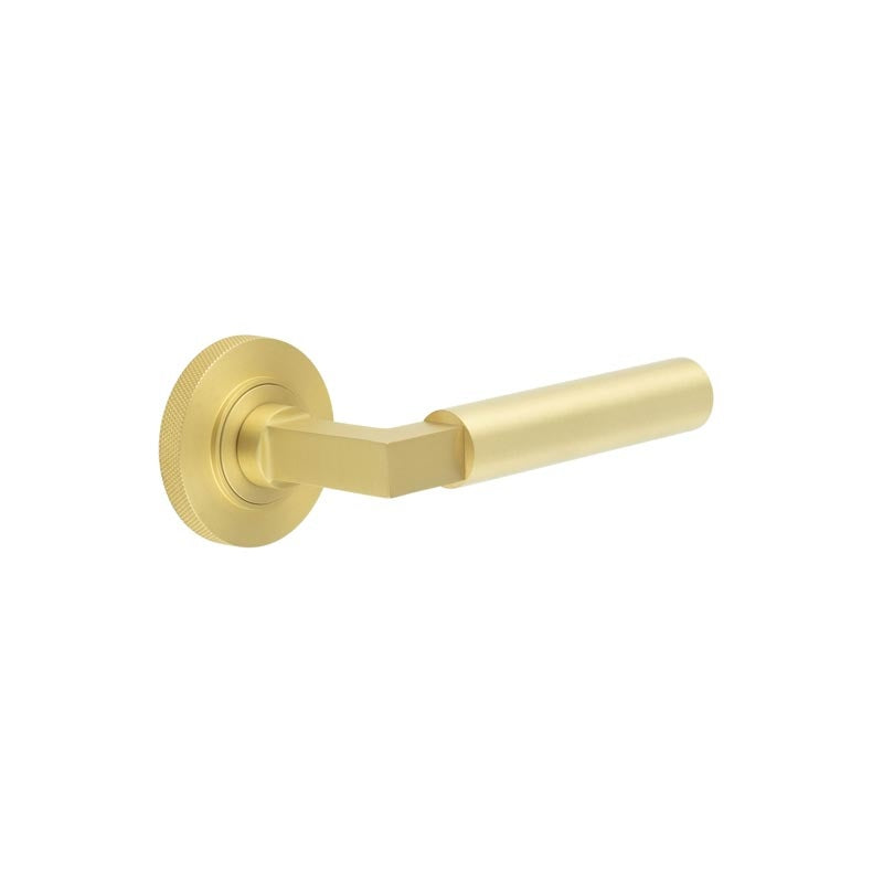 Westminster Door Handles Knurled Rose Satin Brass