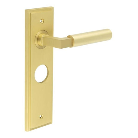 Westminster Door Handle Bathroom Backplate Satin Brass