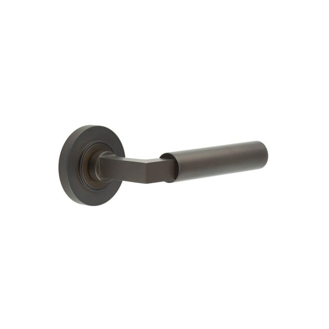 Westminster Door Handle on Plain Rose Dark Bronze