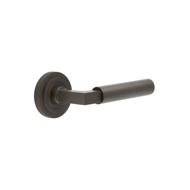 Westminster Door Handle on Stepped Rose Dark Bronze