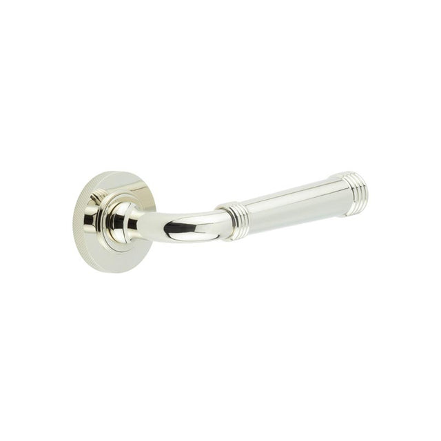 Highgate Door Handles Knurled Rose Polished Nickel