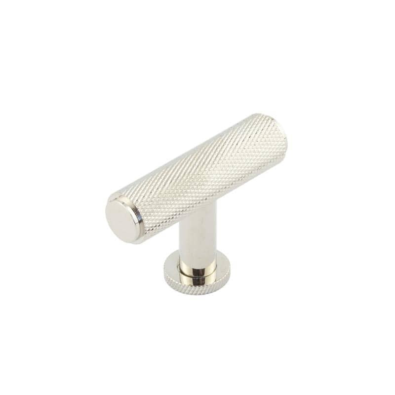 Piccadilly Knurled T Bar Cupboard Knobs Polished Nickel