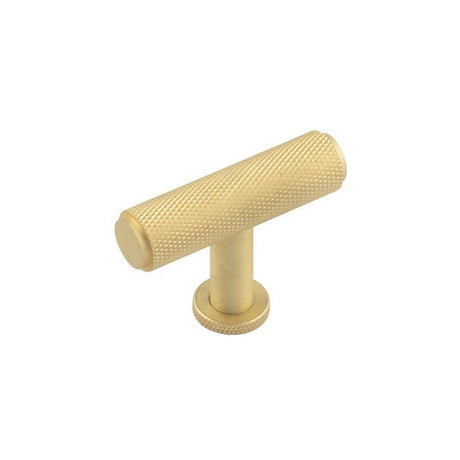 Piccadilly Knurled T Bar Cupboard Knobs Satin Brass