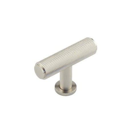 Piccadilly Knurled T Bar Cupboard Knobs Satin Nickel