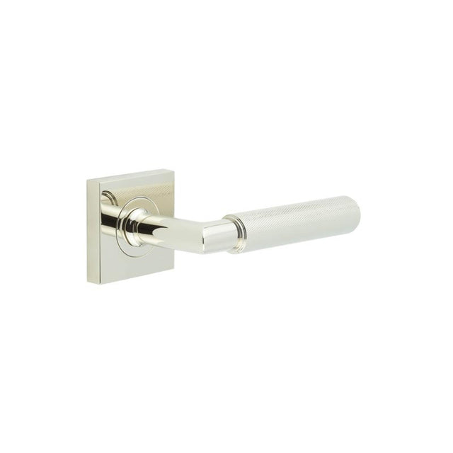Piccadilly Door Handle on Square Plain Rose Polished Nickel