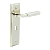 Piccadilly Door Handle Lock Backplate Polished Nickel