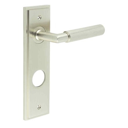 Piccadilly Door Handle Din Bathroom Backplate Satin Nickel