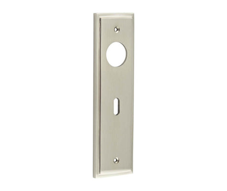 Burlington II Lever Plate Choices Lock Satin Nickel