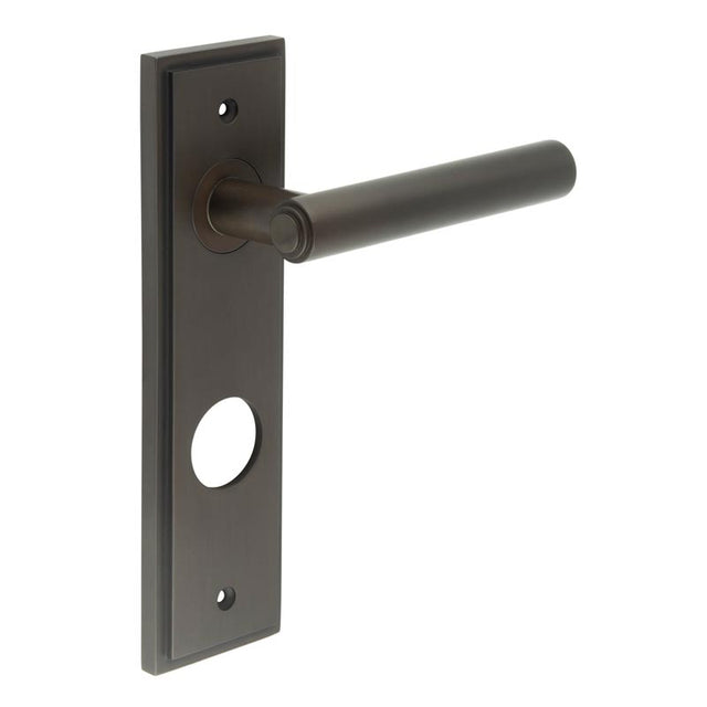 Richmond Door Handle Din Bathroom Backplate Dark Bronze