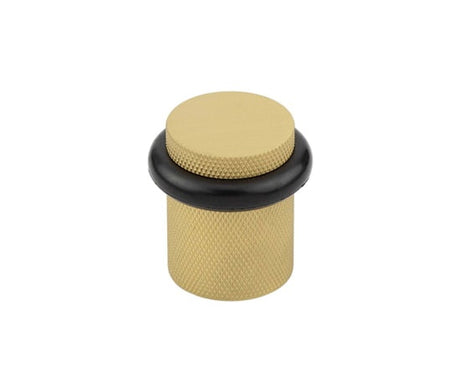 Burlington Knurled Floor Mounted Doorstops 40mm Dia Satin Brass