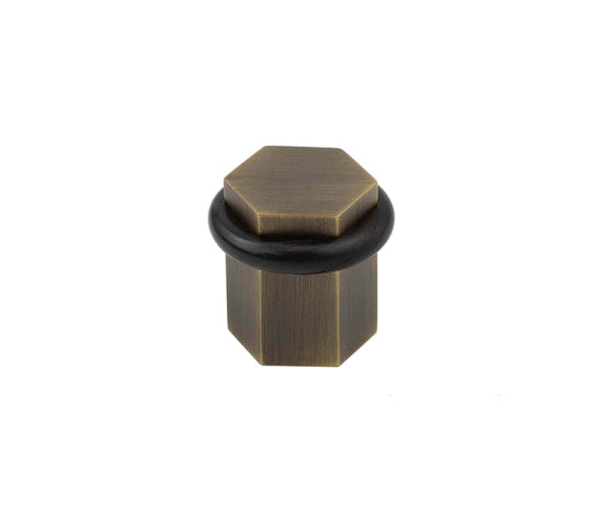 Burlington Hexagonal Floor Mounted Doorstops Antique Brass
