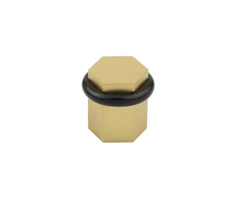 Burlington Hexagonal Floor Mounted Doorstops Satin Brass