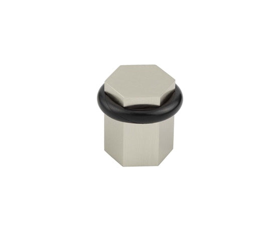 Burlington Hexagonal Floor Mounted Doorstops Satin Nickel