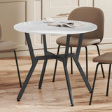HOMCOM Dining Table, Round Kitchen Table with Black Legs for Living Room, Dining Room 90 x 76 cm, High Gloss White