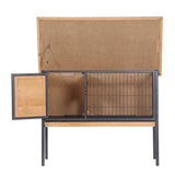 PawHut Wooden Guinea Pigs Hutches Elevated Pet House Bunny with Slide-Out Tray Outdoor Natural