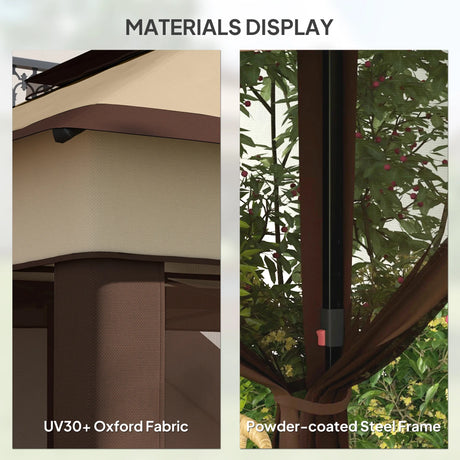 Outsunny 3 x 3(m) Pop Up Gazebo, Height Adjustable Instant Event Shelter with Netting and Carrying Bag, Beige