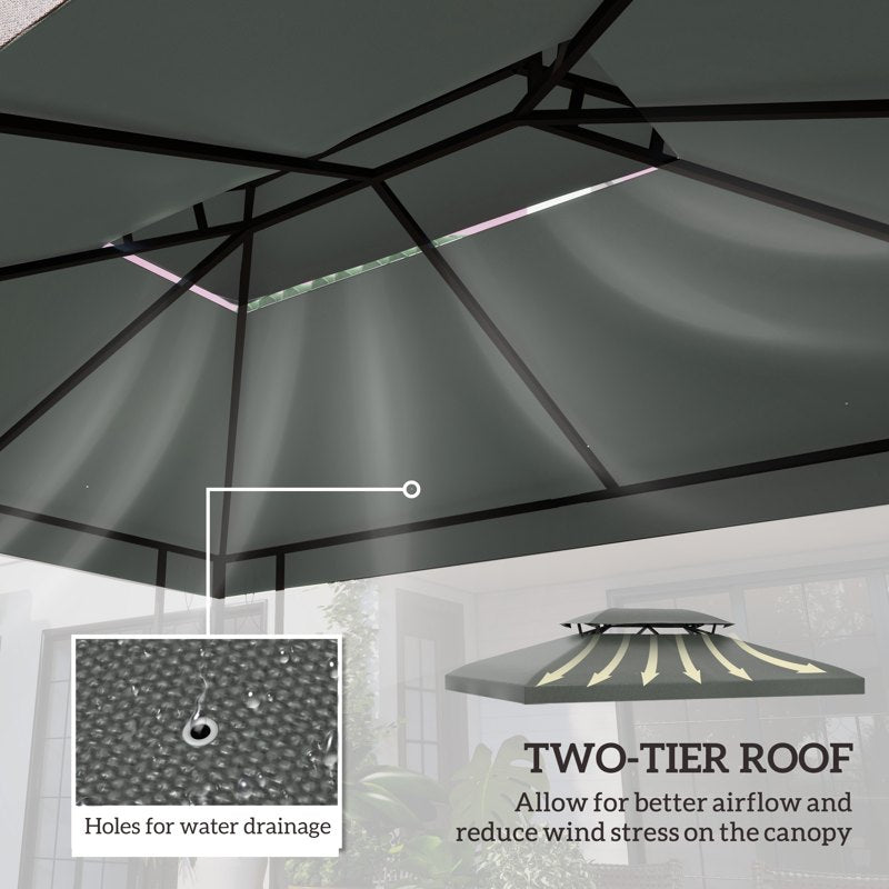 Outsunny Gazebo Roof Replacement, for 3 x 4m Frames - Grey