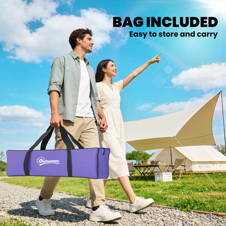 Outsunny 2 Person Camping Tent, Dome Tent with Zipped Doors, Storage Pocket, Portable Handy Bag, Light Purple