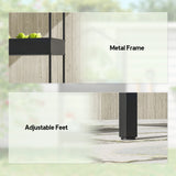 Outsunny 2 Tier Plant Stand, Outdoor Indoor Metal Plant Stand with Hook, House-Shaped Pots Holder Display Rack, Black