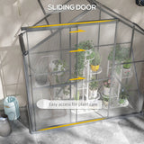 Outsunny 6 x 2.5ft Polycarbonate Greenhouse Walk-In Green House with Rain Gutter, Sliding Door, Window, Foundation, Dark Grey