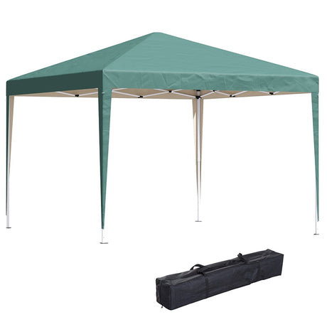 Outsunny 3 x 3M Garden Pop Up Gazebo Height Adjustable Marquee Party Tent Wedding Canopy with Carrying Bag, Green