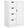 HOMCOM Bathroom Cabinet, Freestanding Storage Cabinet with 4 Drawers, Door Cupboard for Living Room, Kitchen, Bedroom, White