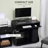 HOMCOM Multi-Storage Compact Work Desk, with Wheels - Black