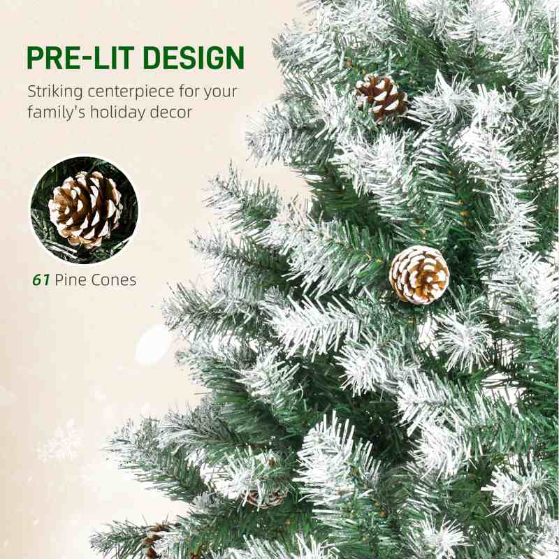 HOMCOM 6FT Artificial Christmas Tree with Pine Cones, Holiday Home Xmas Decoration Automatic Open, Green