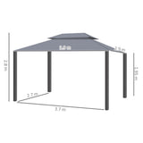 Outsunny 3 x 4m Aluminium Garden Gazebo, Marquee Canopy Shelter Pavilion Party Tent with Nets and Curtains for Garden and Deck, Grey