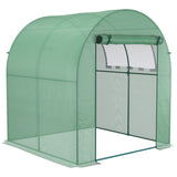 Outsunny Walk in Polytunnel Greenhouse, Green House for Garden with Roll-up Window and Door, 1.8 x 1.8 x 2 m, Green